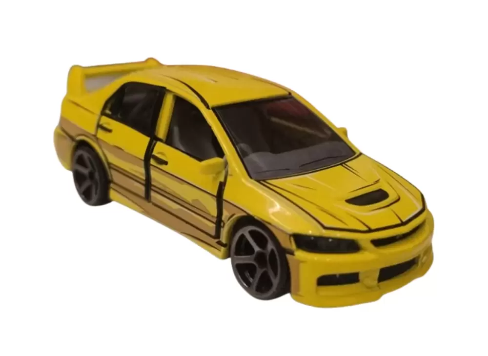Foto da miniatura Majorette Mitsubishi Lancer Evolution 9 na cor Amarelo