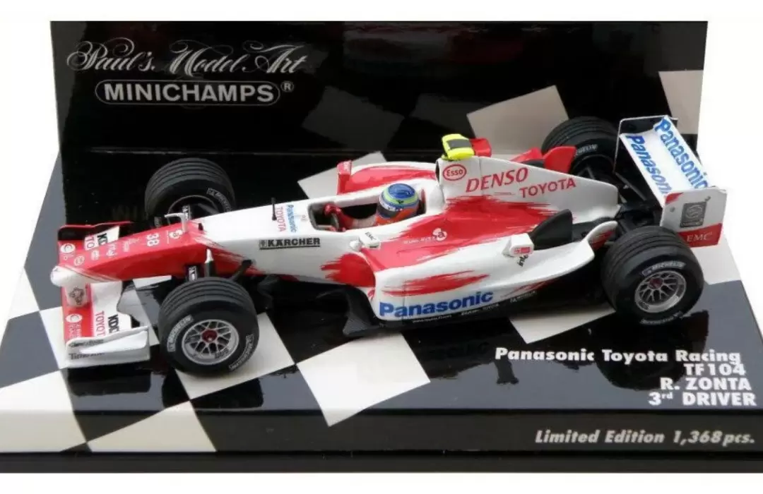 Foto da miniatura Minichamps Toyota TF104 Cristiano da Matta #16 2004 na cor Branco