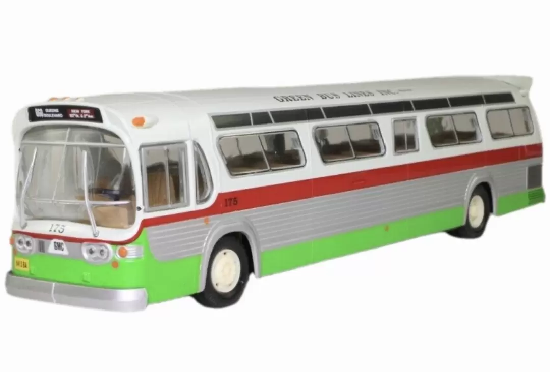 Foto da miniatura Corgi GM new look Fishbowl Green Bus Lines Inc. 175 na cor Branco