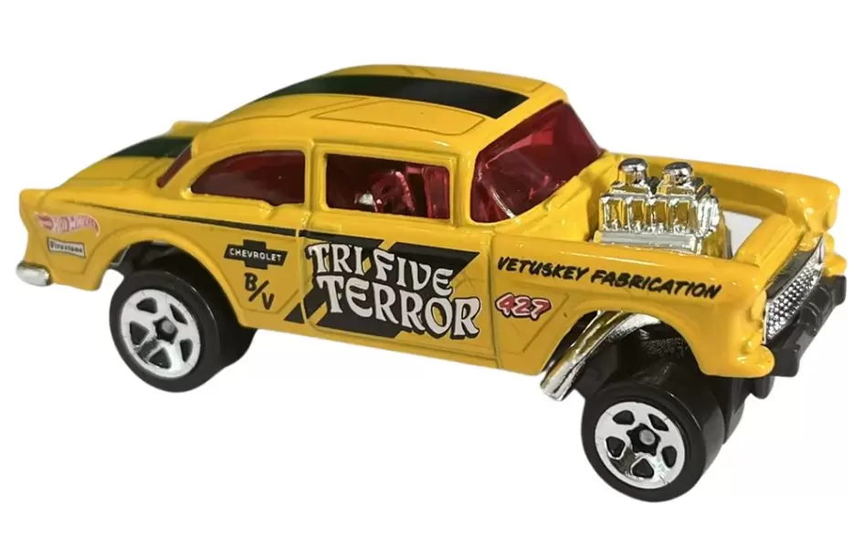 Foto da miniatura Hot Wheels 55 Chevy Bel Air Gasser na cor Amarelo