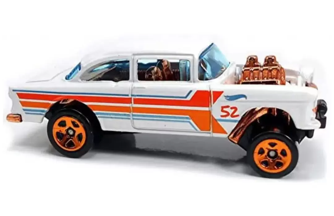 Foto da miniatura Hot Wheels 55 Chevy Bel Air Gasser na cor Branco