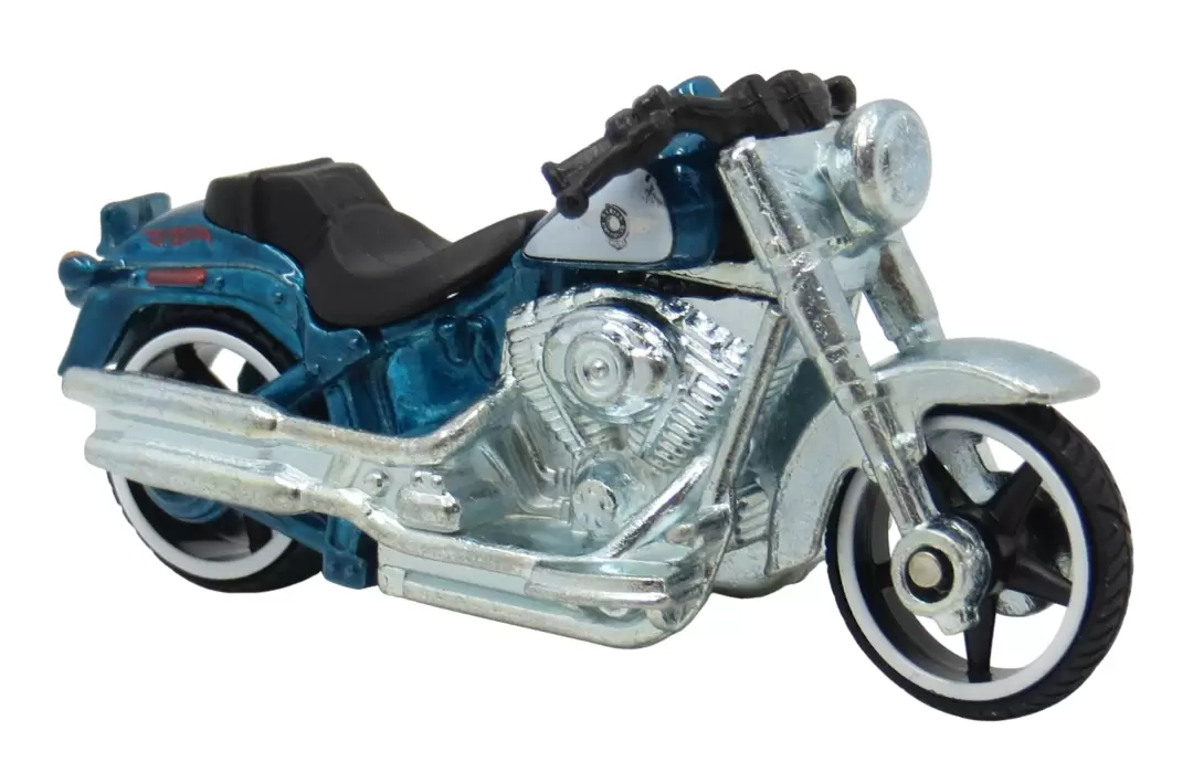 Foto da miniatura Hot Wheels Harley-Davidson Fat Boy (STH) na cor Azul