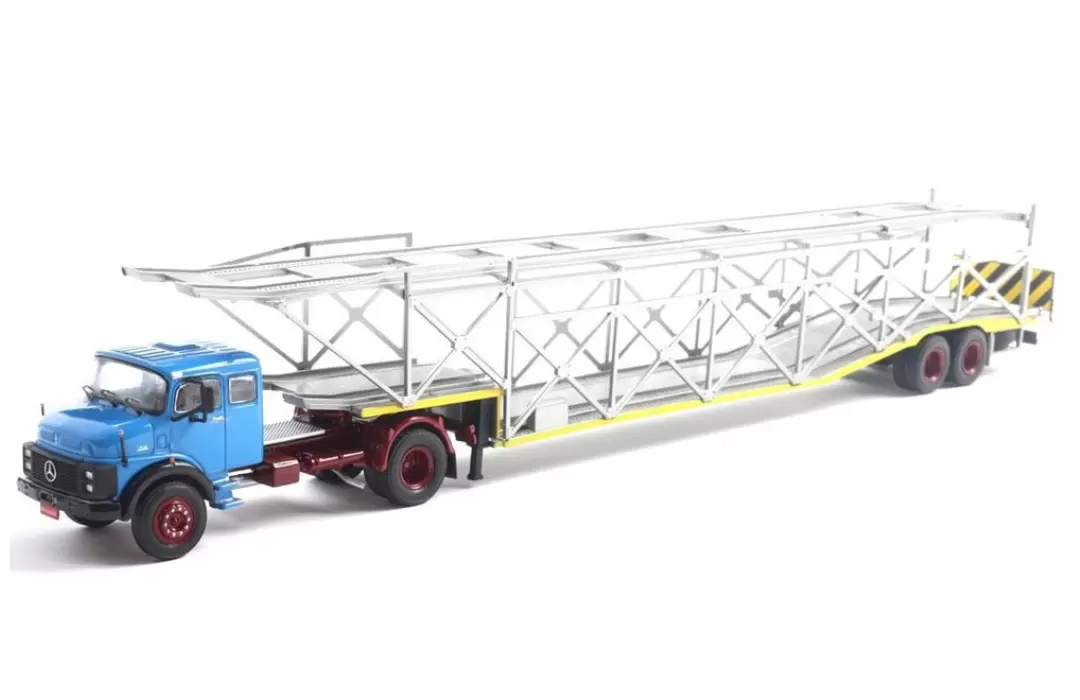 Foto da miniatura BR Classics Caminhão Cegonha Mercedes-Benz LS 1519 (1984) na cor Azul
