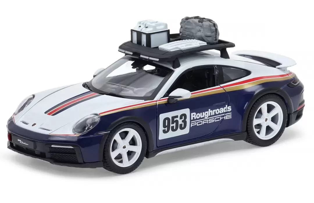 Foto da miniatura Bburago Porsche 911 Rally Dakar na cor Azul
