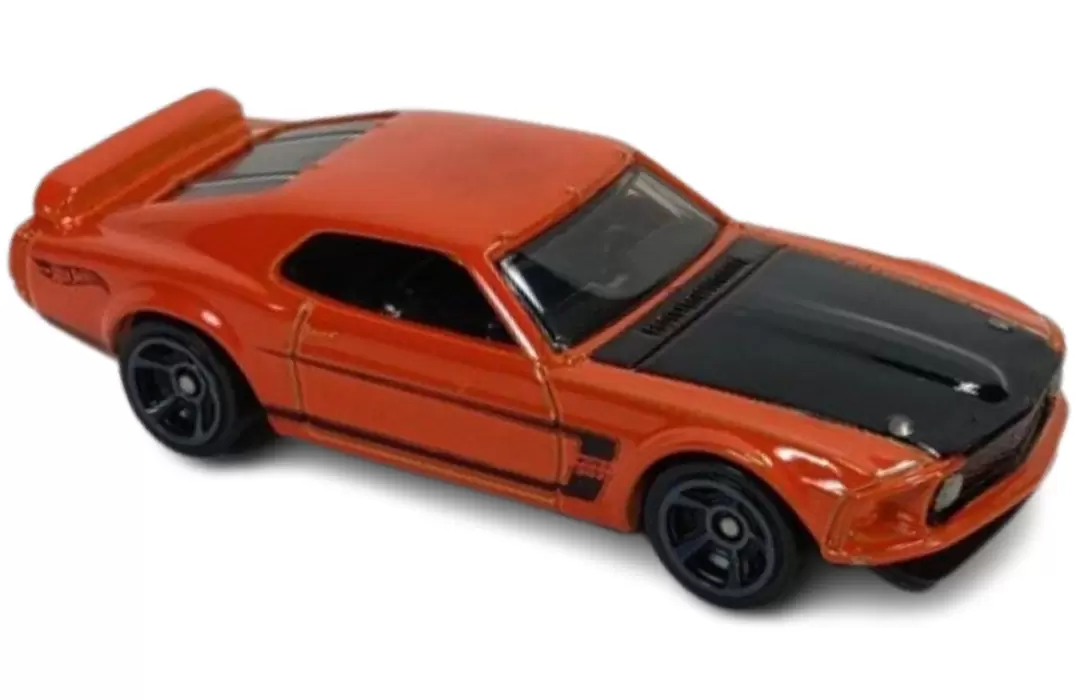 Foto da miniatura Hot Wheels 69 Ford Mustang Boss 302 na cor Laranja