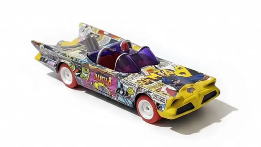 Foto da miniatura Hot Wheels 1966 TV Series Batmobile na cor Amarelo