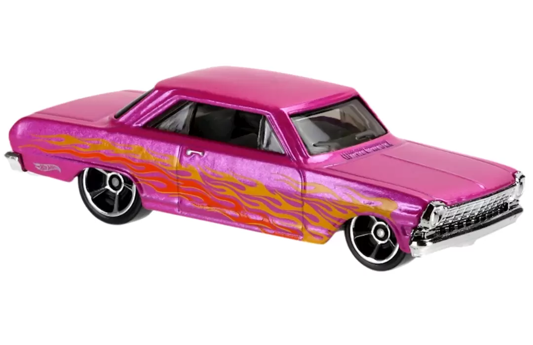 Foto da miniatura Hot Wheels 63 Chevy II na cor Rosa
