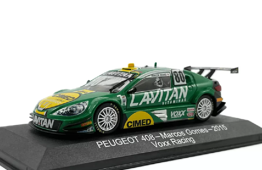 Foto da miniatura IXO Peugeot 408 Marcos Gomes 2015 - Voxx Racing na cor Verde