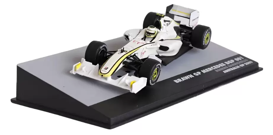 Foto da miniatura IXO Brawn GP BGP001 Mercedes Rubens Barrichello 2009 na cor Branco