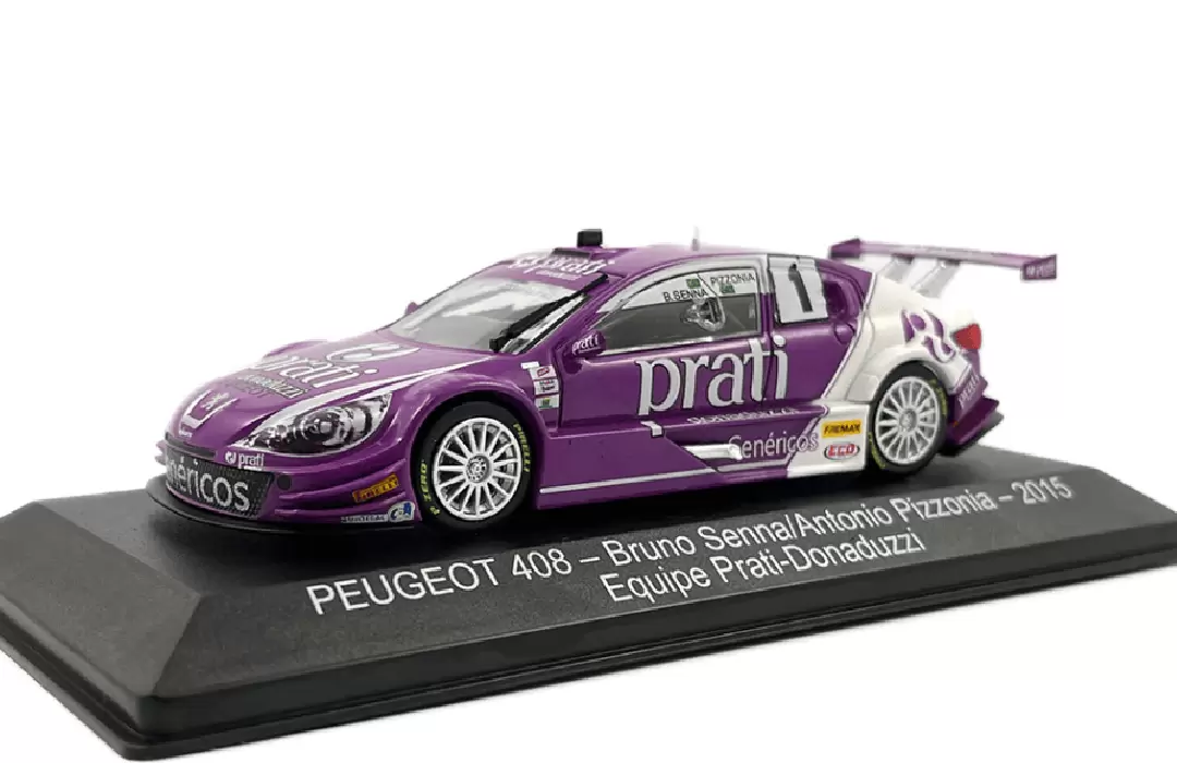 Foto da miniatura IXO Peugeot 408 - Bruno Senna / Antonio Pzzonia 2015 - Equipe Prati Donaduzzi na cor Roxo