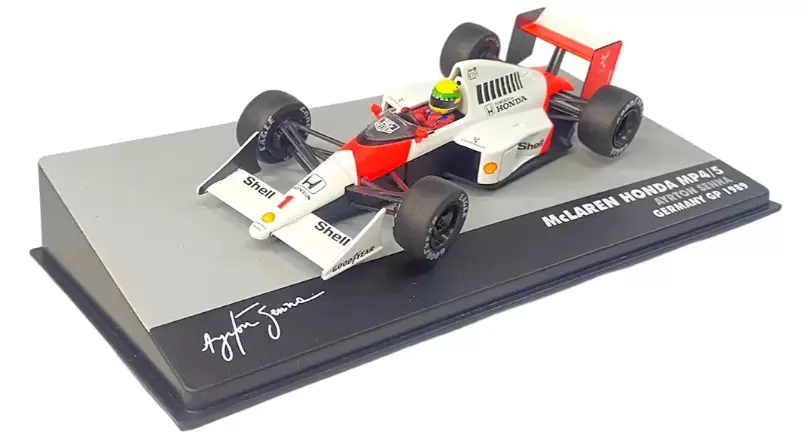Foto da miniatura IXO McLaren MP4/5 Honda Ayrton Senna 1989 na cor Branco