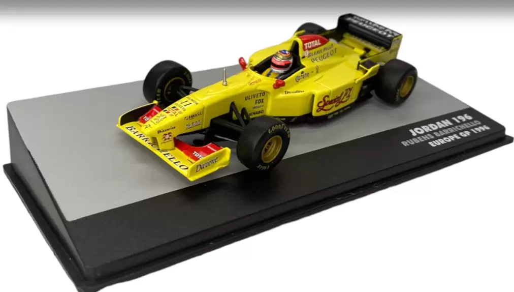Foto da miniatura IXO Jordan 196 Peugeot Rubens Barrichello 1996 na cor Amarelo