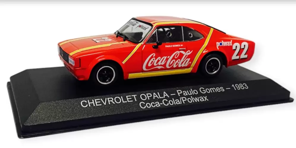 Foto da miniatura IXO Chevrolet Opala Paulo Gomes 1983 - Coca Cola/Polwax na cor Vermelho