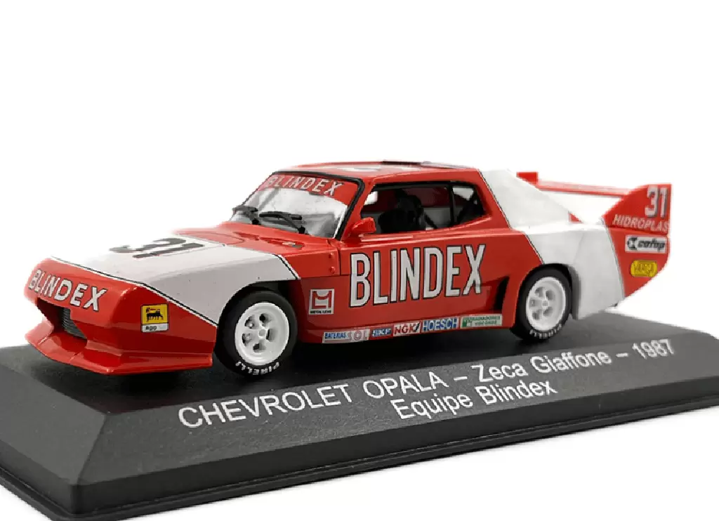 Foto da miniatura IXO Chevrolet Opala Zeca Giaffone - 1987 - Equipe Blindex na cor Vermelho