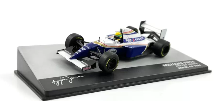 Foto da miniatura IXO Williams FW16 Renault Ayrton Senna 1994 na cor Azul