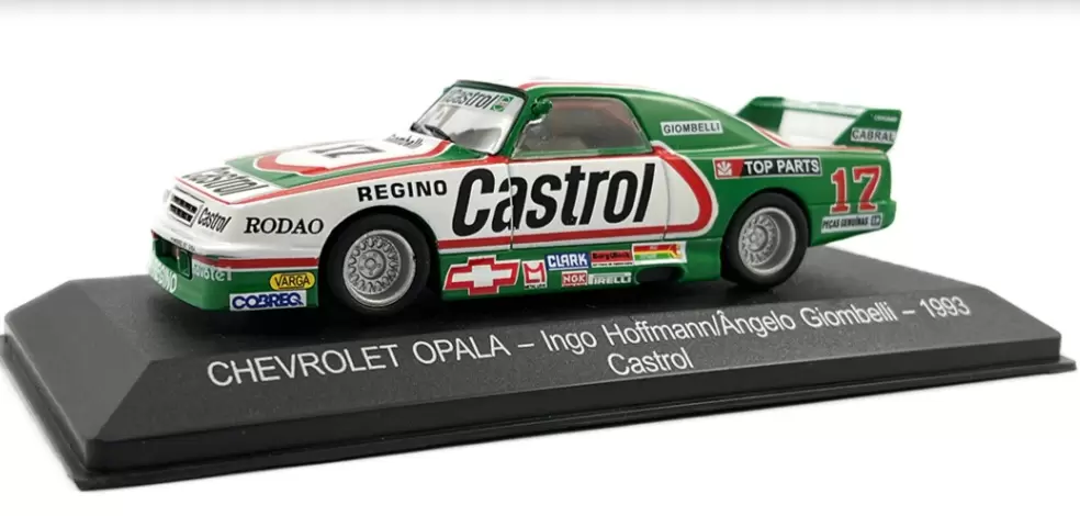 Foto da miniatura IXO Chevrolet Opala Ingo Hoffmann/Angelo Giombelli 1993 - Castrol na cor Branco