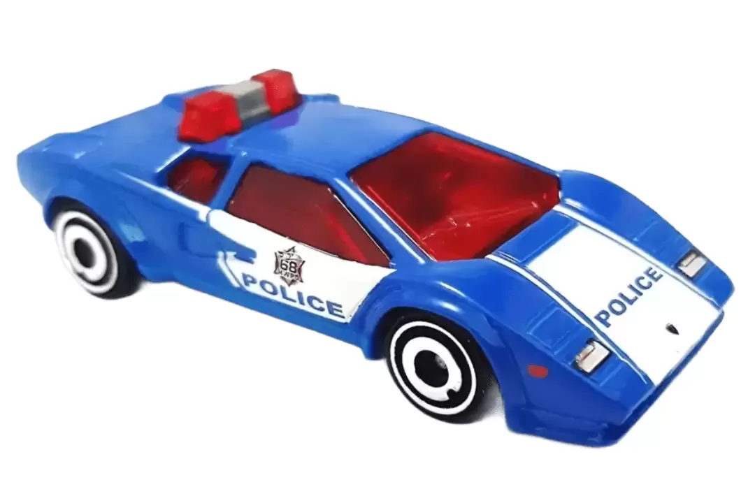 Foto da miniatura Hot Wheels Lamborghini Countach Police Car na cor Azul