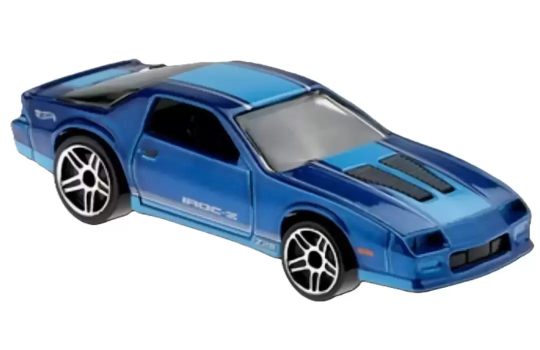 Foto da miniatura Hot Wheels 85 Chevrolet Camaro Iroc-Z na cor Azul