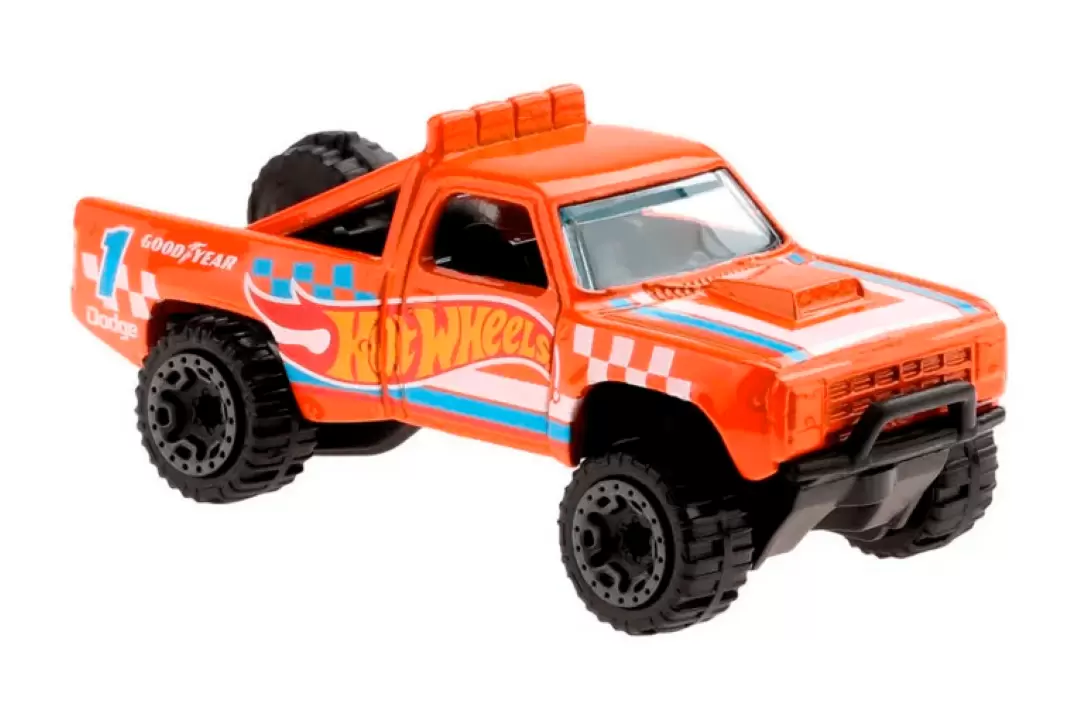 Foto da miniatura Hot Wheels 87 Dodge D100 na cor Laranja