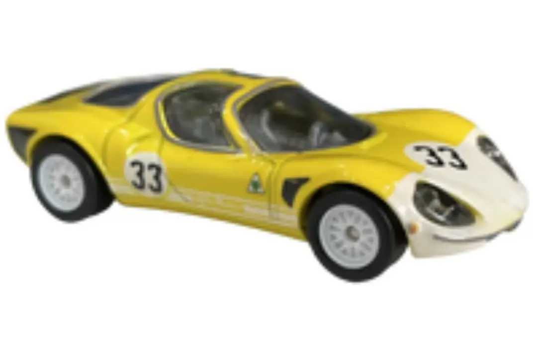 Foto da miniatura Hot Wheels 69 Alfa Romeo 33 Stradale na cor Amarelo