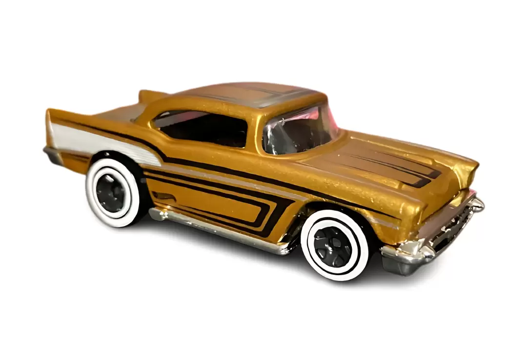 Foto da miniatura Hot Wheels 57 Chevy na cor Dourado