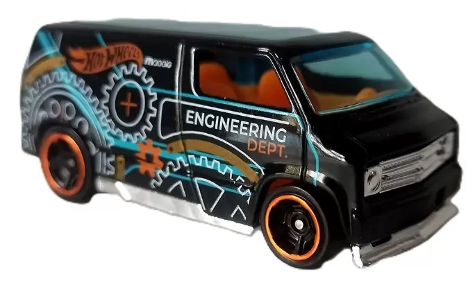Foto da miniatura Hot Wheels Custom 77 Dodge Van na cor Preto