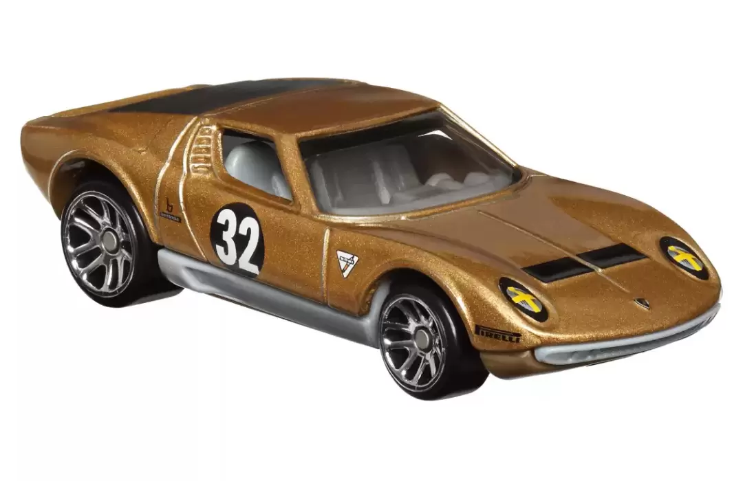 Foto da miniatura Hot Wheels 1971 Lamborghini Miura SV na cor Dourado