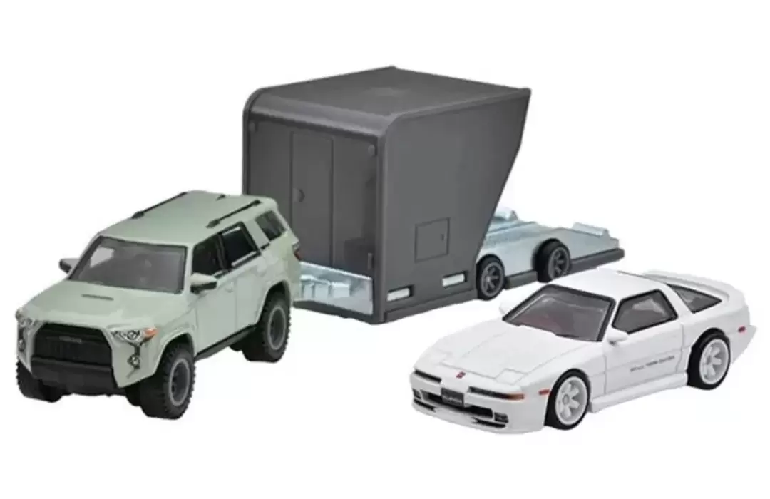 Foto da miniatura Hot Wheels HW Team Transport - ‘18 Toyota 4Runner & ‘89 Toyota Supra na cor Branco