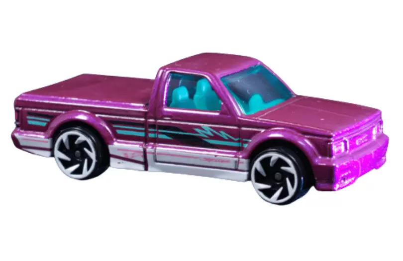 Foto da miniatura Hot Wheels 91 GMC Syclone na cor Roxo