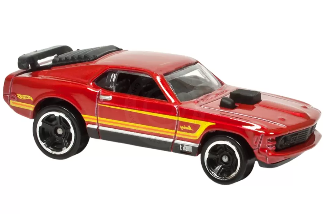 Foto da miniatura Hot Wheels 70 Ford Mustang Mach 1 na cor Vermelho