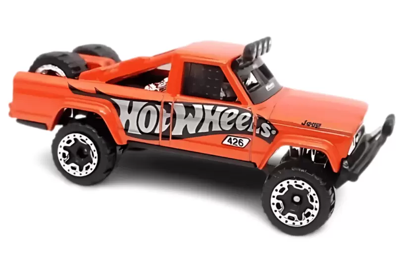 Foto da miniatura Hot Wheels 73 Jeep J10 na cor Laranja