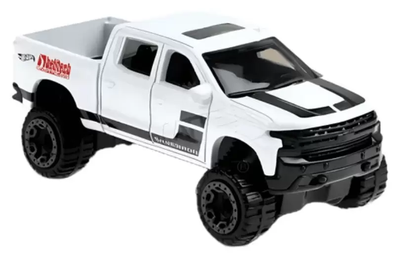 Foto da miniatura Hot Wheels 19 Chevy Silverado Trail Boss LT na cor Branco