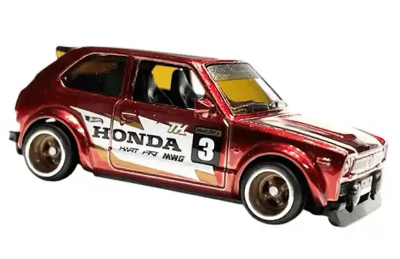 Foto da miniatura Hot Wheels 73 Honda Civic Custom (STH) na cor Vinho