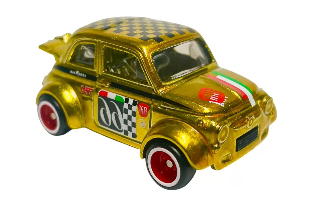 Foto da miniatura Hot Wheels 60s Fiat 500D Modificado (STH) na cor Dourado