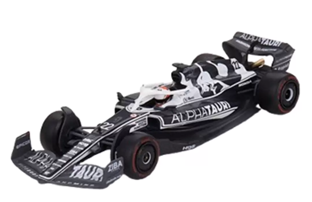 Foto da miniatura Mini GT AlphaTauri AT03 #22 Yuki Tsunoda 2022 F1 na cor Preto