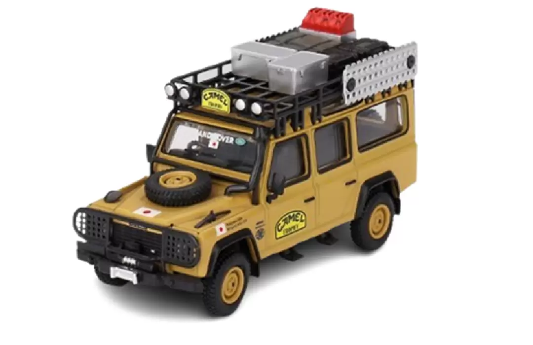 Foto da miniatura Mini GT Land Rover Defender 110 1989 Camel Trophy Amazon Team Japan na cor Laranja