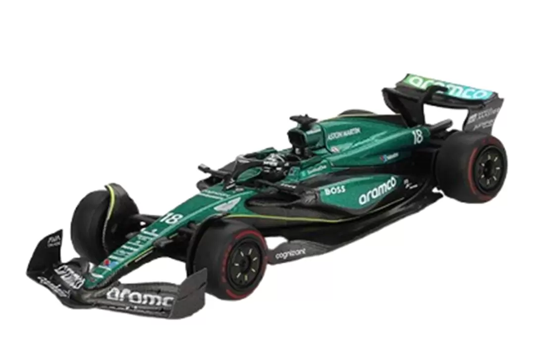 Foto da miniatura Mini GT Aston Martin AMR24 #18 Lance Stroll 2024 Bahrain na cor Verde