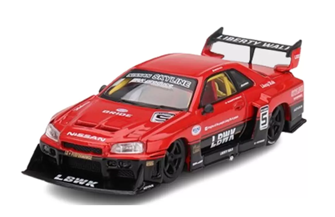 Foto da miniatura Mini GT Nissan ER34 Super LB★WORKS na cor Vermelho
