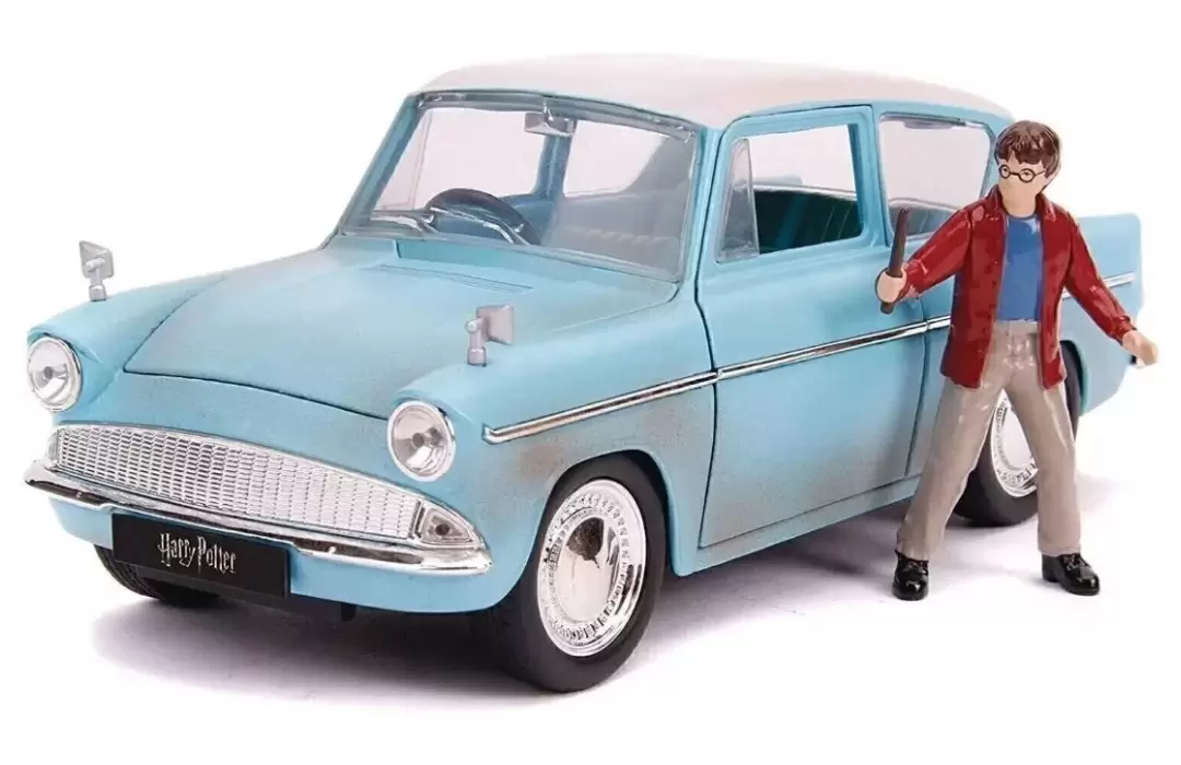 Foto da miniatura Jada Toys Ford Anglia (1959) + Figura Harry Potter na cor Azul