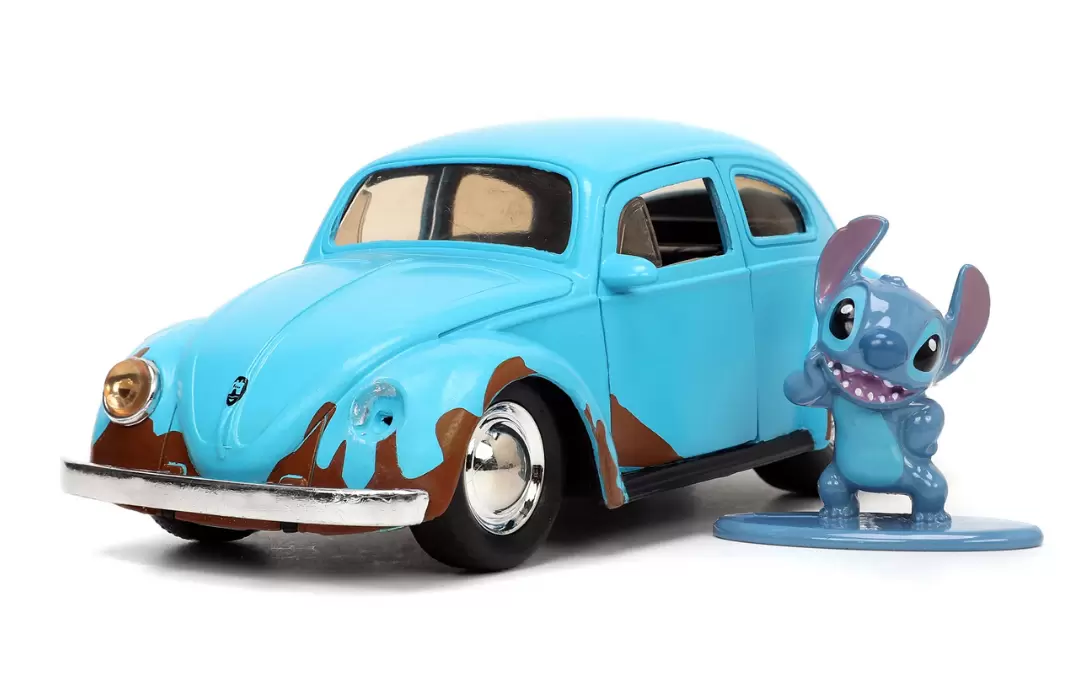 Foto da miniatura Jada Toys Volkswagen Beetle Fusca + Figura Stitch na cor Azul