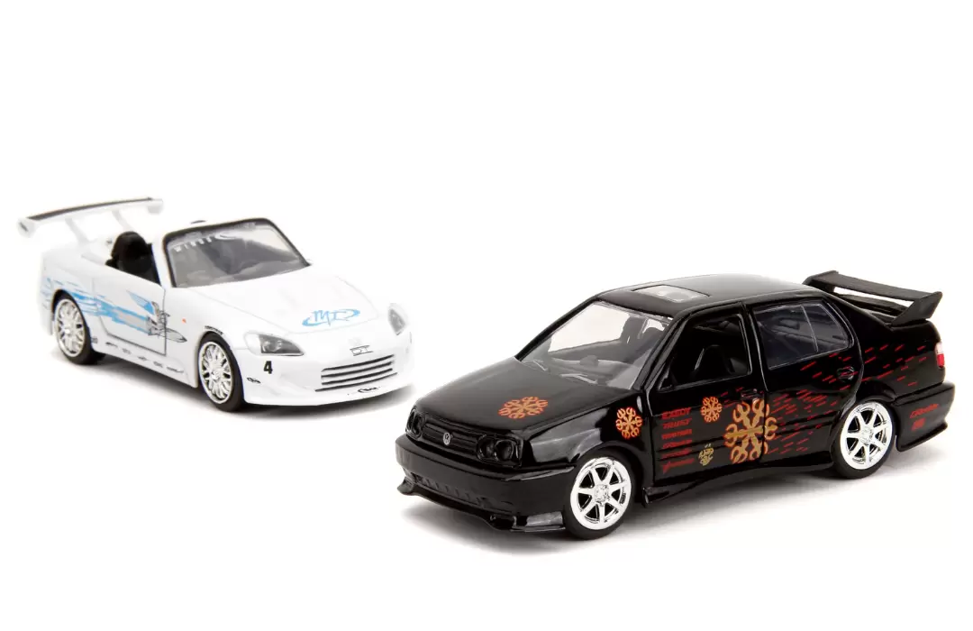Foto da miniatura Jada Toys Honda S2000 2001 e Volswagen Jetta na cor Preto