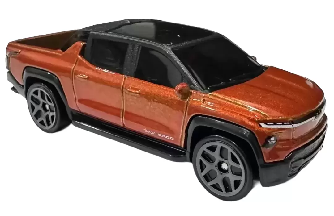 Foto da miniatura Hot Wheels Silverado EV RST na cor Laranja