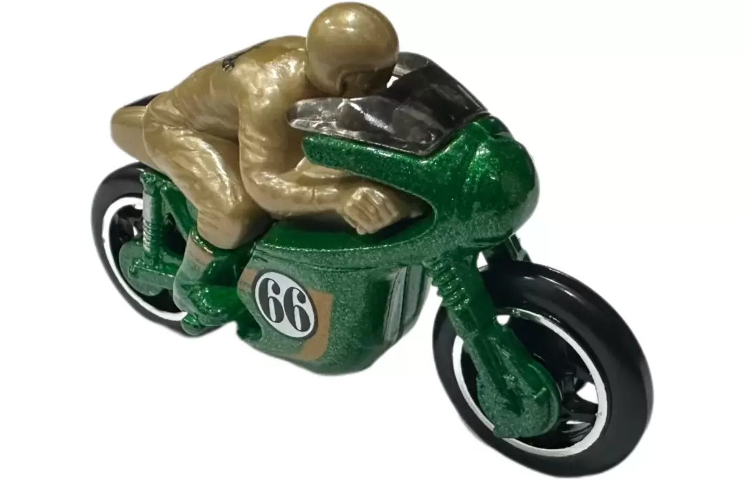 Foto da miniatura Hot Wheels 1966 Triumph Tiger 100 (TH) na cor Verde
