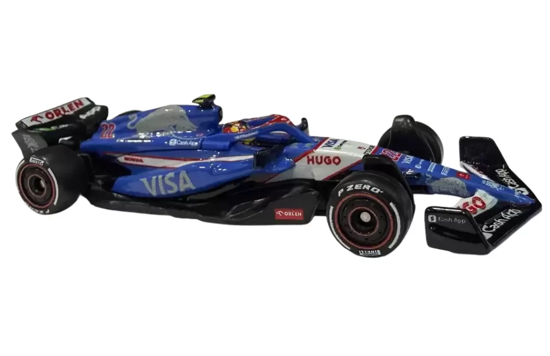 Foto da miniatura Hot Wheels Visa Cash App RB Formula One Team #22 na cor Azul