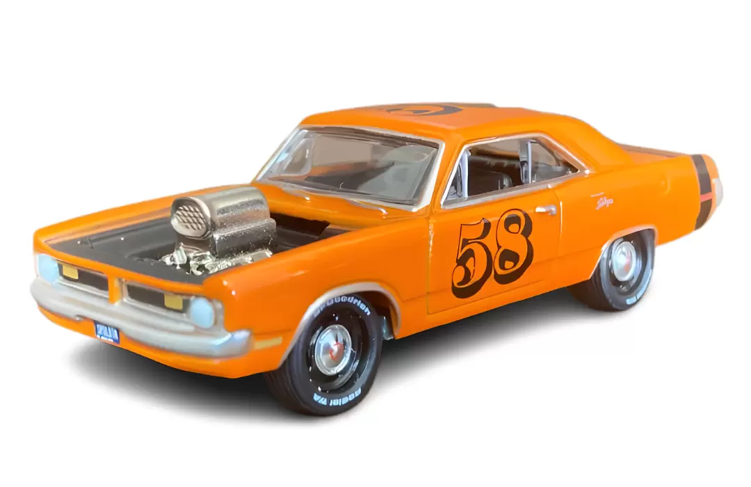 Foto da miniatura Johnny Lightning 1970 Dodge Dart Swinger na cor Laranja
