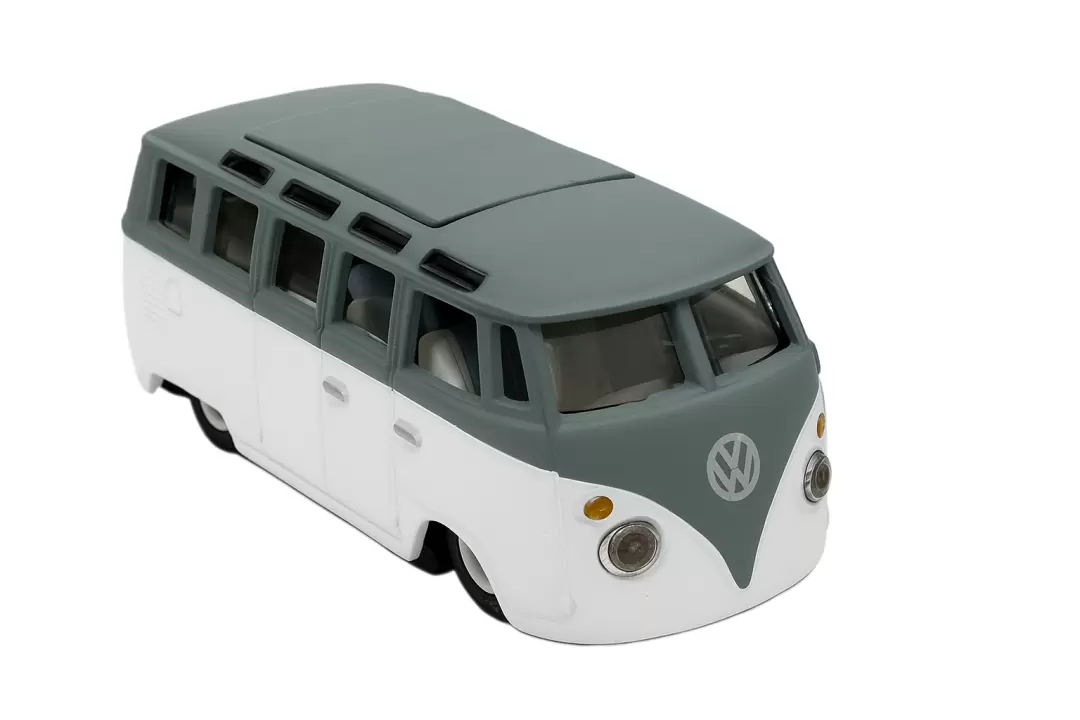 Foto da miniatura Maisto Volkswagen Van Samba na cor Prata