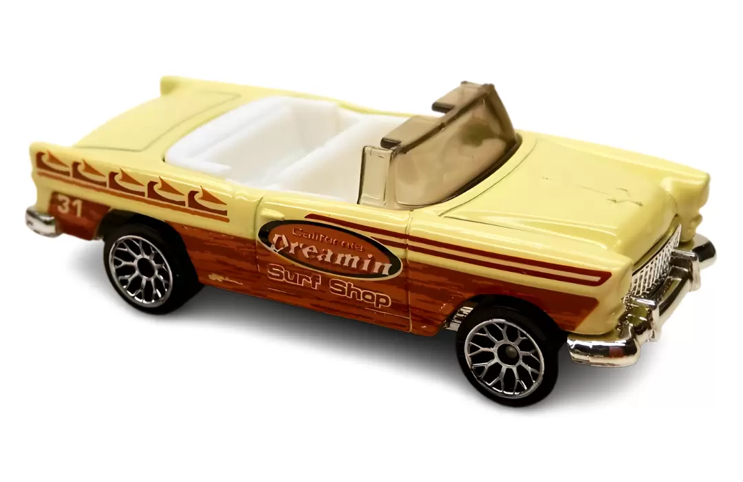 Foto da miniatura Matchbox 1955 Chevy Bel Air Convertible na cor Amarelo