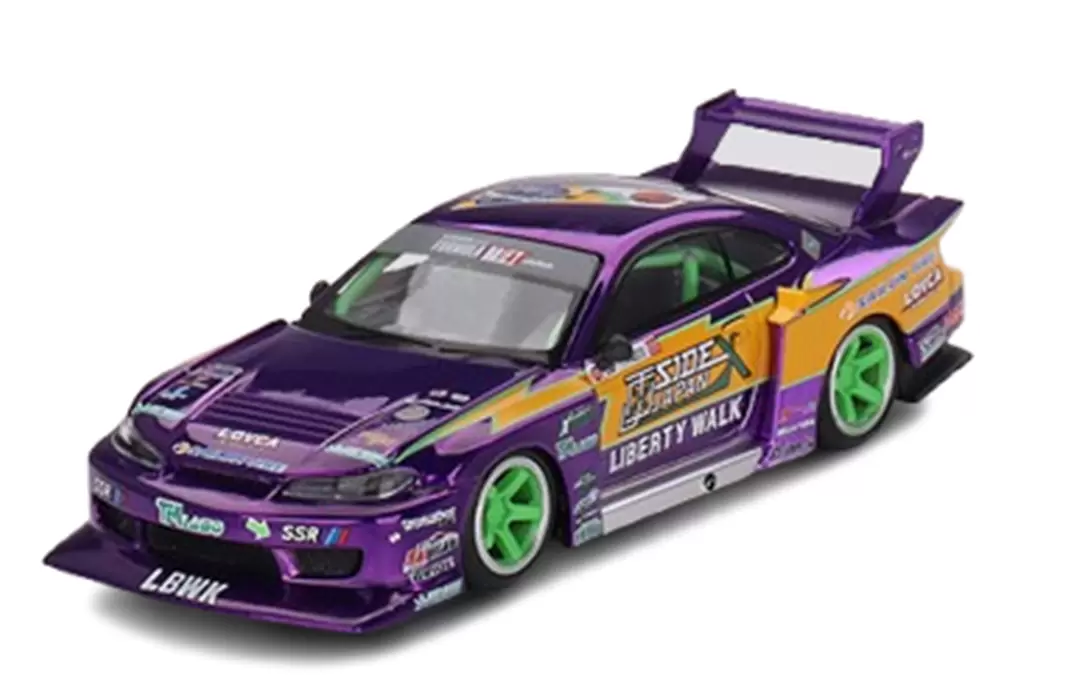 Foto da miniatura Mini GT Nissan S15 Silva #555 2022 Japão na cor Roxo