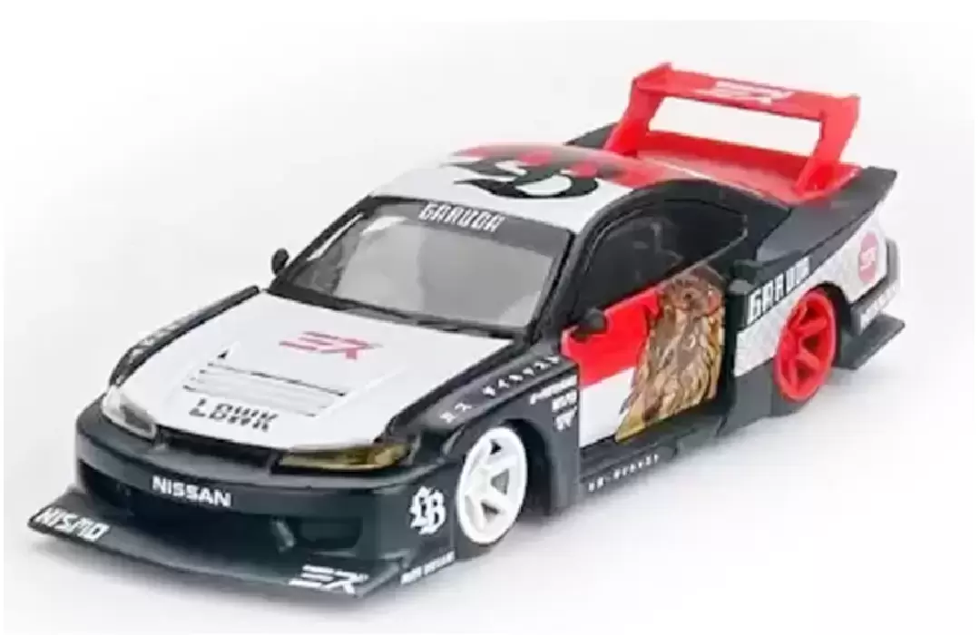 Foto da miniatura Mini GT Nissan Silvia (S15) #652 Garuda na cor Preto