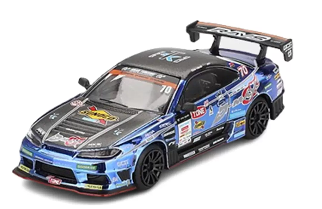 Foto da miniatura Mini GT Nissan Silvia (S15) D-MAX #70 D-MAX Racing 2023 D1 Grand Prix na cor Azul